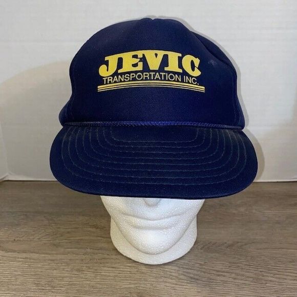 Vintage Jevic Transportation Inc Blue Trucker Hat Nissin Cap Snapback - Picture 1 of 8